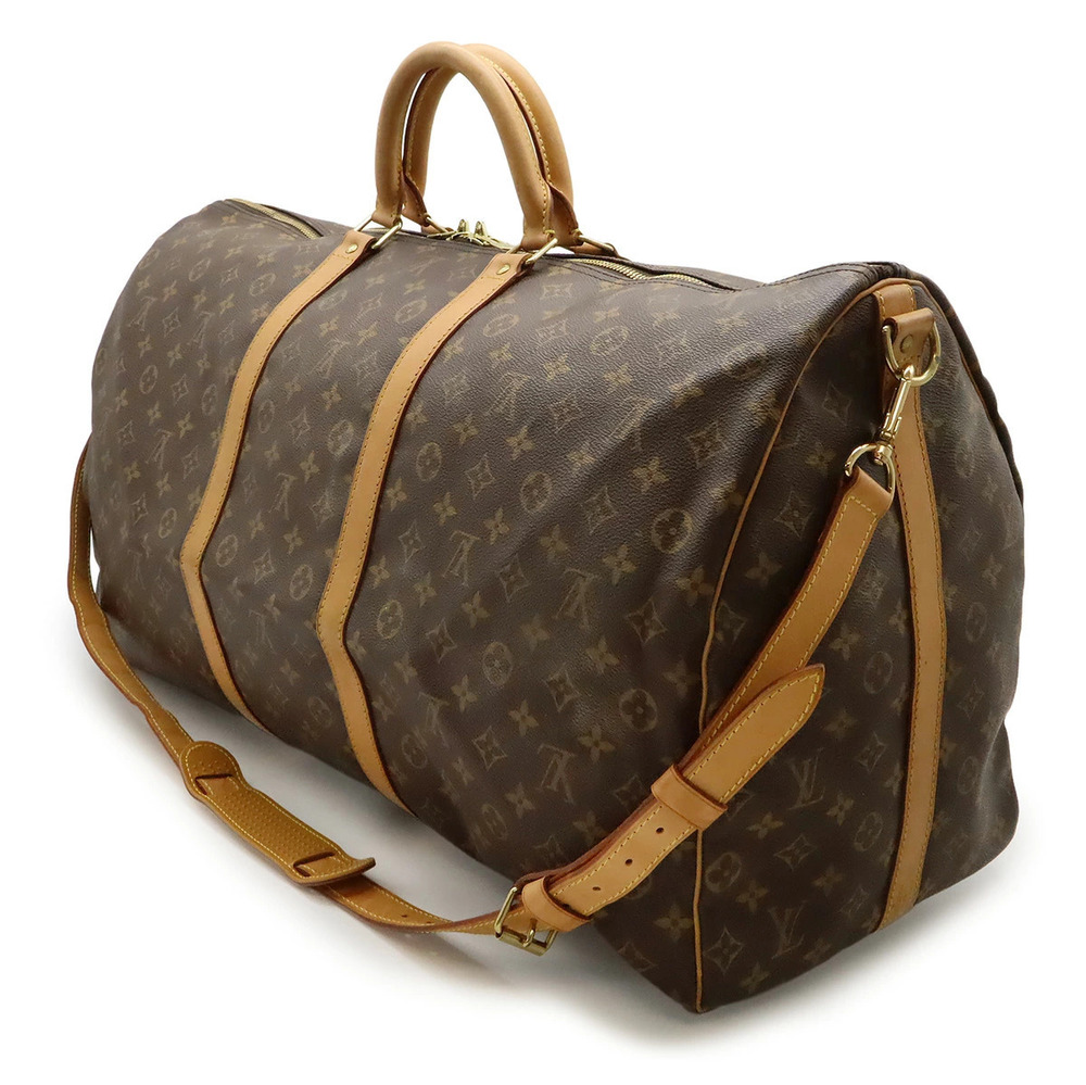Louis Vuitton Boston Shoulder Bag Bandouliere Keepall Monogram Travel Brown